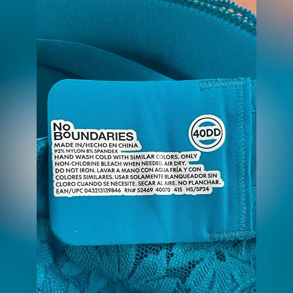 No Boundaries All Over Lace Bra Teal Aqua 40DD sexy lace
